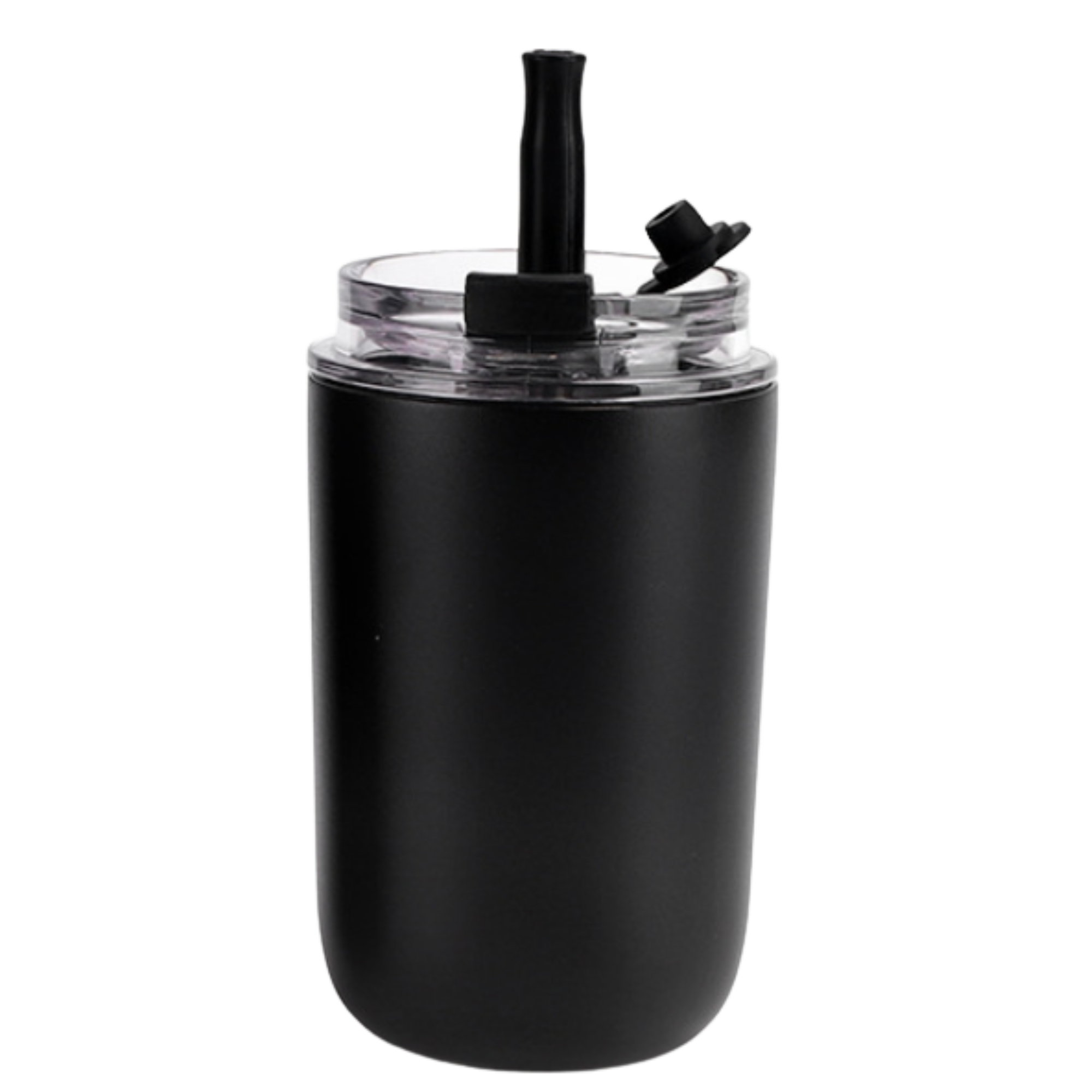 Engraved Insulated Stainless Steel Coffee Cup With Straw — Black