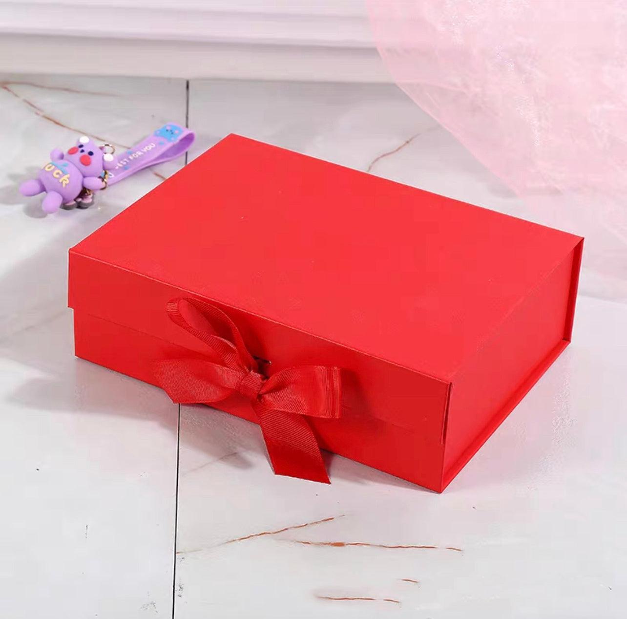 Premium Magnetic Gift Box | Ribbon Gift Box — Rose Red