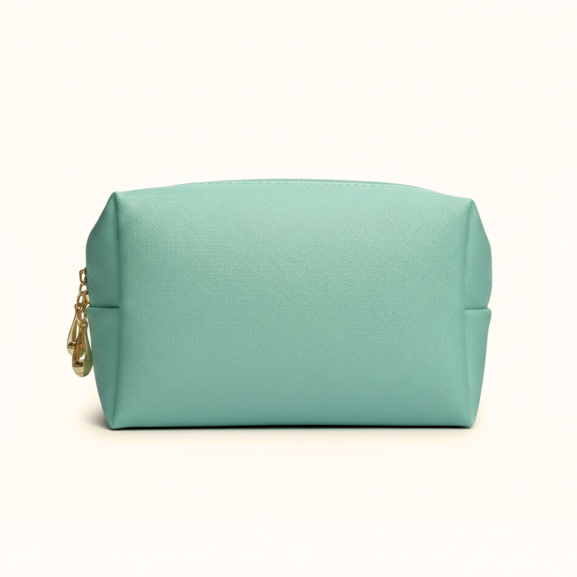 Saffiano PU Leather Zip Pouch - Mint Green