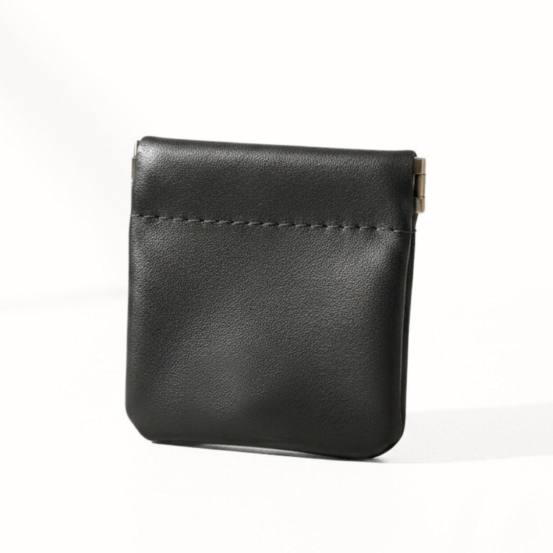 Macaron Leather Pouch with Name or Initials — Black