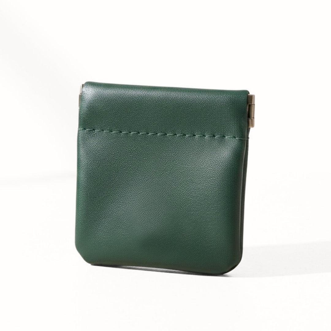 Macaron Leather Pouch with Name or Initials — Dark Green