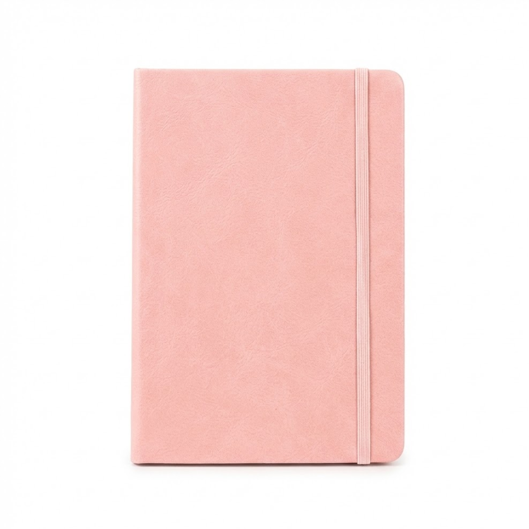 A5 Leather Notebook With Strap - Pink