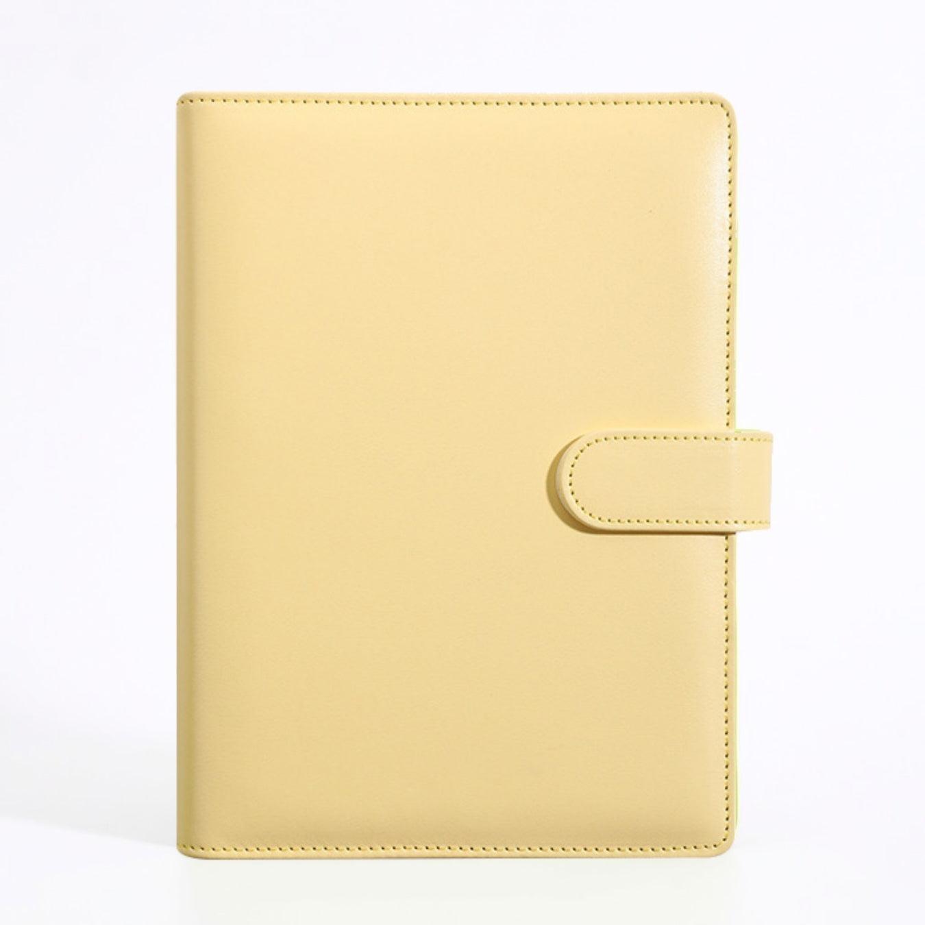 A5 Leather Journal Loose Leaf Ring Notebook Planner — Butter Yellow