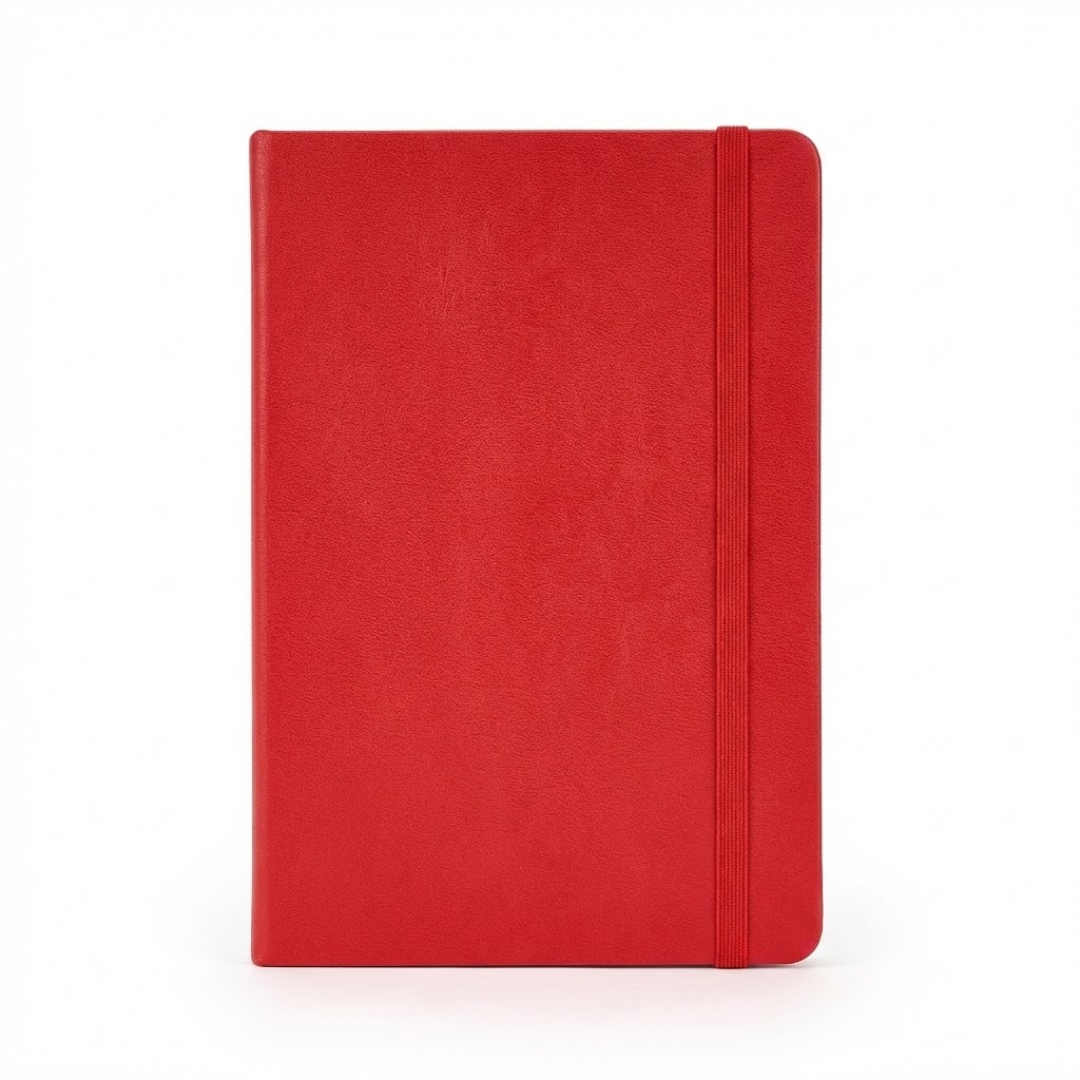 A5 Leather Notebook With Strap - Red