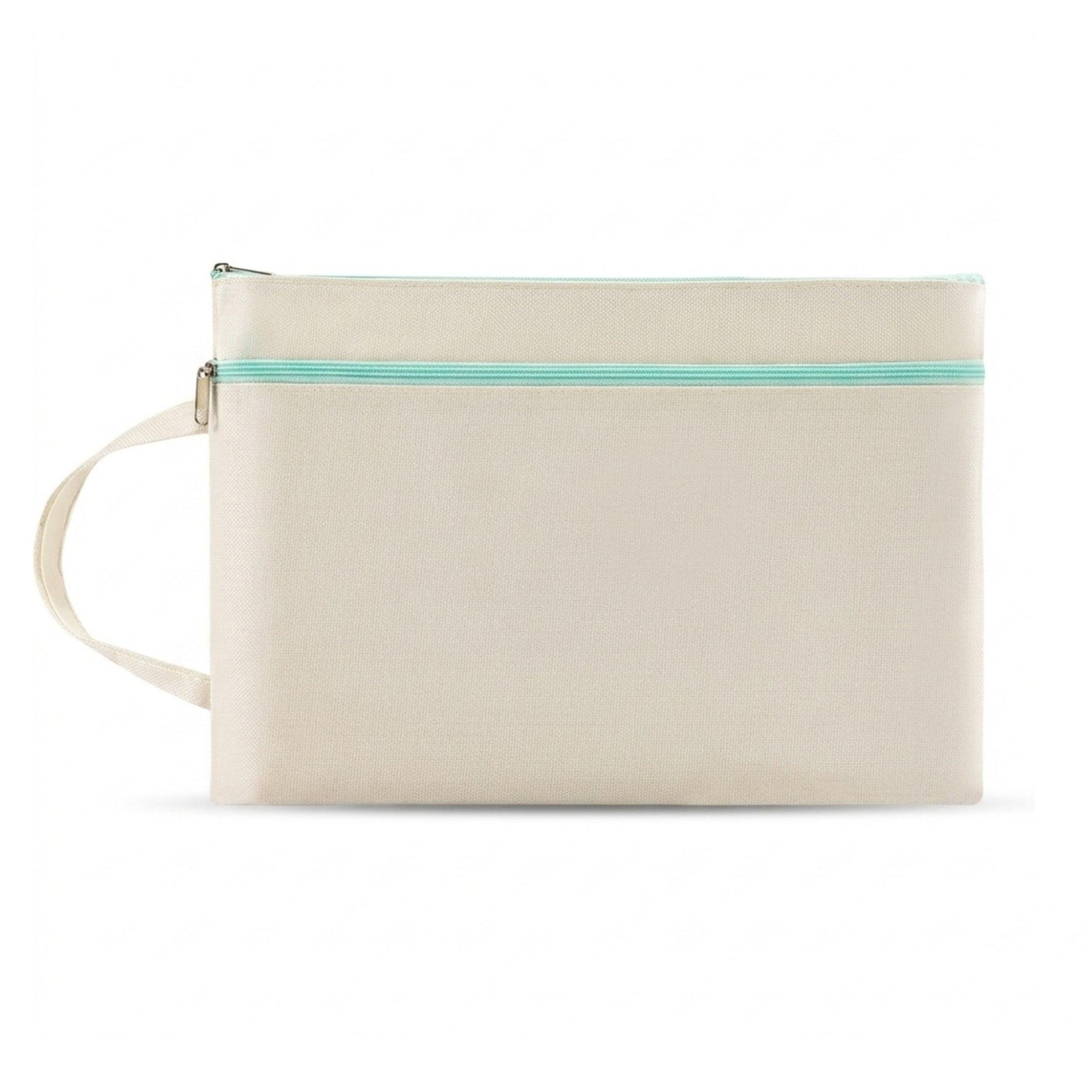 Canvas Handle Zip Bag — Pearl White