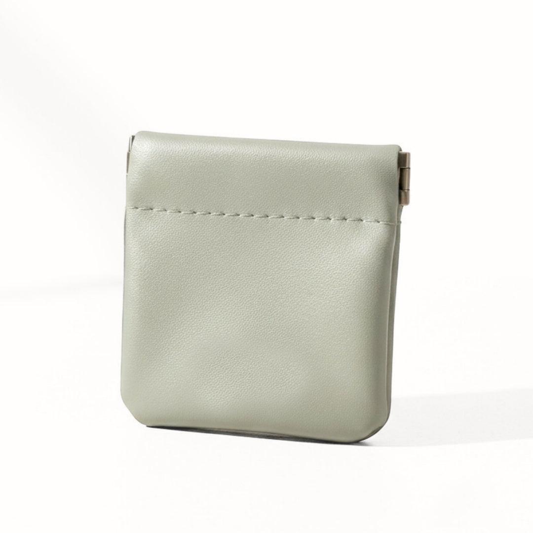 Macaron Leather Pouch with Name or Initials — Grey